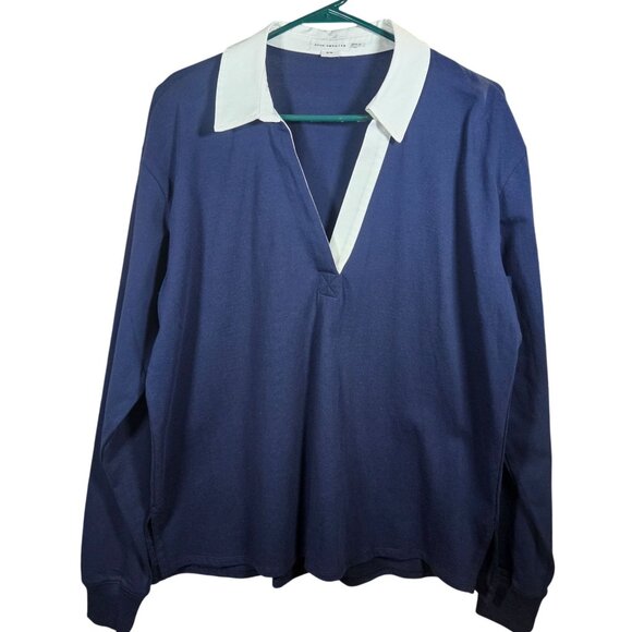 Good American Women’s Rugby Top Navy M Preppy, Quiet Luxury, Streetwear Layers - Picture 2 of 12